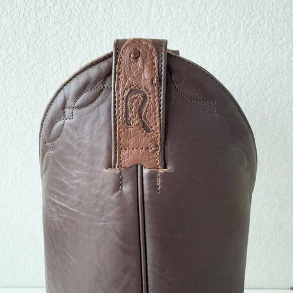 Rod Patrick Mens Cowboy Boots 10AA Brown Ostrich Leather Western French Toe EUC - Picture 3 of 12
